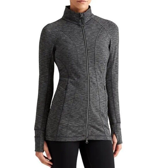 Athleta Full Zip Gray Athletic Jacket w/ Thumbhole Sleeve Size XXS EUC!!! - Picture 1 of 5